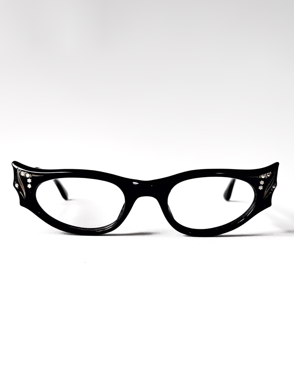 Vintage PETITE Fit Wing Eyeglasses MCM 1950s Cat Eye Rhinestone Glasses France